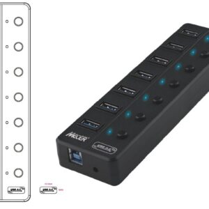 Mecer U3-7HL 7-port External PDU Black