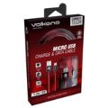 Volkano Braids Series Micro USB Nylon Braided Cable 1.2m Black and Red VK-20102-BKRD