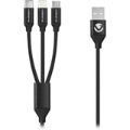 Volkano Weave Series 1m 3-in-1 Fabric Braided Cable VK-20111-BK