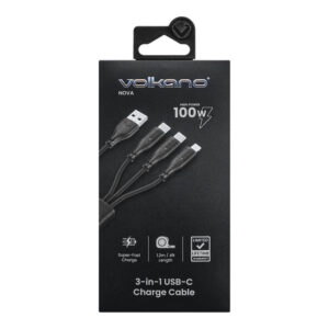 Volkano Nova Series 100W 3-in-1 TPE Cable 1.2m Black VK-30088-BK