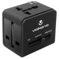 Volkano International Series with 2-port USB Charge Travel Adapter VK-8016-BK