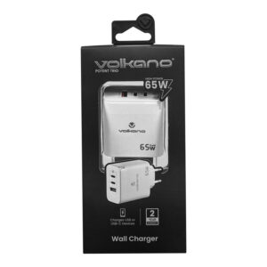 Volkano Potent Trio 65W GaN 3 Port Wall Charger White VK-8065-WT