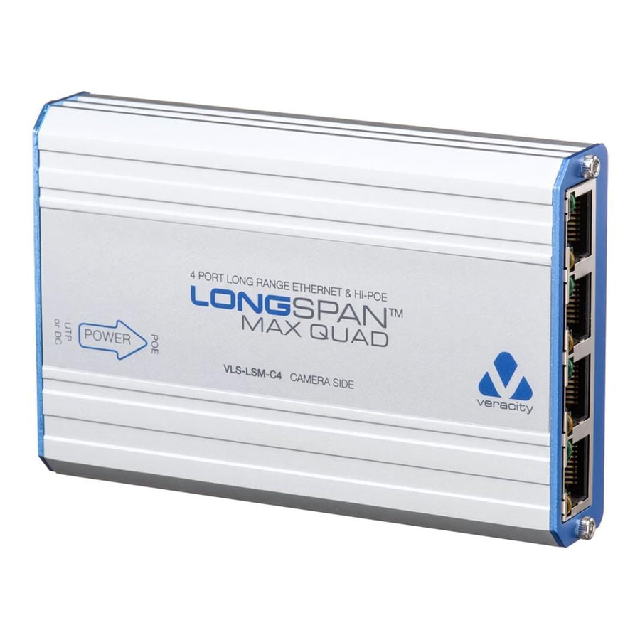 Veracity LONGSPAN Max Quad Camera 8-port PoE+ PoE 4 Extender VLS-LSM-C4