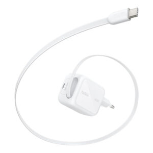 Belkin BoostCharge 45W Dual USB-C Wall Charger with Rectractable Cable - White WCH023KQWH