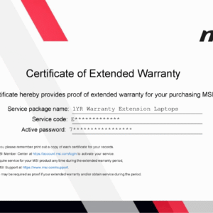 MSI WARRANTY EXTENSION/ 1+ YEAR EXTENSION