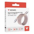 Verbatim 1.2m USB-C to USB-C 60W Sync and Charge Magnetic Cable Pink 31853