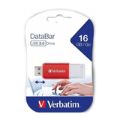 Verbatim DataBar 16GB USB 2.0 Type-A Flash Drive Red 49453