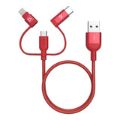 Adam Elements PeAk II Trio 3-in-1 USB to Lightning Braided Cable 30cm Red ACBAD30TMBRPRD