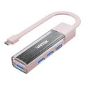 Unitek 4-in-1 USB-C Hub with 4-port USB-A Bi-Directional Hub with Detachable Cable Pink H1319APK01