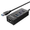 Orico 3-port USB 3.0 Hub With Gigabit Ethernet Adapter HR01-U3-V1-BK