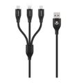 Volkano Flexi Series 3-in-1 Charging Cable 1.5m Black VK-20271-BK